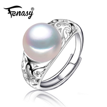 FENASY-anillos de perlas naturales de agua dulce para mujer, anillo de Plata de Ley 925, anillos de perlas reales para mujer, anillo de fiesta de flores, joyería fina 2024 - compra barato