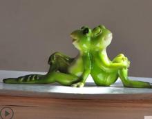 Creative home TV cabinet resin animal cartoon couples frog pieces of small pot bookshelf lovely home animal props 2024 - buy cheap