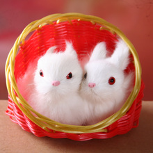 a pair of small simulation rabbit toys polyethylene&furs rabbit models in red basket gift about 12x5x11cm 1631 2024 - buy cheap