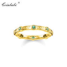 Golden Rings Green Stone 925 Sterling Silver Trendy Gift For Women Men, Europe Fashion Eternity  Fashion Jewelry Wholesale 2024 - buy cheap
