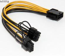 Cable de alimentación PCI-E PCIE 8p hembra a 2 puertos duales, 8 pines, 6 + 2p macho, tarjeta de vídeo gráfica GPU, 18AWG, para minería BTC 2024 - compra barato