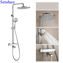 Senducs-Conjunto de ducha termostática, Set de ducha de baño cromado pulido, superior, lluvia, Sistema de ducha de baño, a la moda 2024 - compra barato