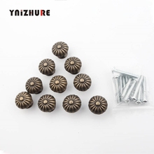 18*17mm,10Pcs Vintage Bronze Handle Flower Knobs and Handles Door Handle Cupboard Drawer Kitchen Pull Knob Hardware 2024 - buy cheap