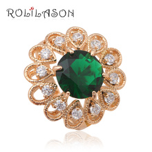 Noble design Fashion jewelry Weddding Rings for women golden tone Green Crystal Rings USA size #6#7#9#10 JR2014 2024 - buy cheap