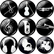 JWEIJIAO Music Instrument Guitar Violin Trumpet Rock Drum Silhouette Glass Cabochon Photo Dome Demo Flat Back Making Findings 2024 - buy cheap
