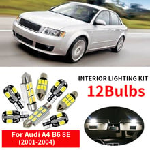 12 peças-kit de lâmpadas led para interior do carro, luz branca canbus, para audi a4 b6 8e, 2001, 2002, 2003 e 2004, mapa, lâmpada da placa de identificação 2024 - compre barato