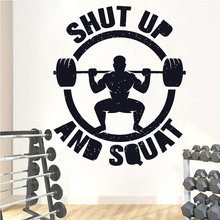 Shut Up And Squat Fitness Wall Decal Gym Quote Workout Bodybuilding Vinyl Wall Sticker Bedroom Home Decor Removable Mural S176 2024 - buy cheap