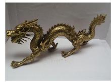 Медная латунная Изысканная домашняя длинная 11 дюймовая металлическая поделка украшение для дома китайская латунная Резная Статуя Дракона Скульптура дракона 2024 - купить недорого