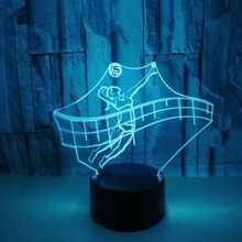 Новая спортивная Красочная 3d Маленькая Настольная лампа для игры в волейбол цветная Современная сенсорная 3d Маленькая ночная настольная лампа 2024 - купить недорого