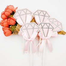 5pcs/ bag Diamond shapped Food Toothpick Paper pink Cupcake Wedding Accessories Happy Birthday Party Decor Supplies Baby Shower 2024 - buy cheap
