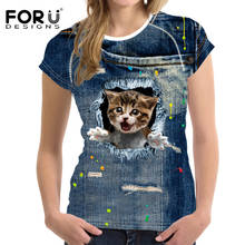 FORUDESIGNS Female T Shirt for Women 3D CAT Lover Pattern T-Shirt for Ladies Tshirt Summer Short Sleeve Casual Tops Tee Shirts 2024 - buy cheap