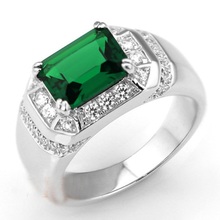 MMDGEM Solitaire Men 10*8mm Green 5A Zircon Cz 925 silver Wedding Band Ring Gift Free Shipping 2024 - buy cheap