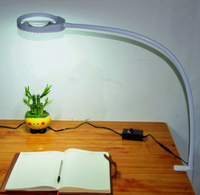 Lupa com luz led ampliadora 5x, lâmpada de mesa com braço ajustável, luz iluminada com ampliação para artesanato 2024 - compre barato