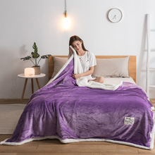 Manta grande y gruesa de piel de cordero para Navidad, peludo Coverlet Reversible, funda para cama, color blanco púrpura 2024 - compra barato