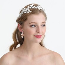  Hand wired White Leaf Headpiece Floral Bridal Hair Accessories Tiara Vintage Wedding Hair Vine Crown Accessories 2024 - buy cheap