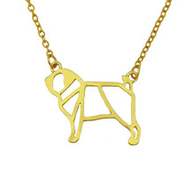 LPHZQH Fashion Cartoon Origami Pug Dog Necklace Women Chain Choker Necklace Collar Animal Jewelry Gift Steampunk Drop Shipping 2024 - buy cheap