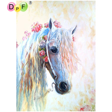 DPF 5D Round full Diamond painting horse head flowers Cross Stitch Diamond Embroidery Needlework diamond Mosaic decor crafts 2024 - buy cheap
