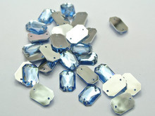 Botones cuadrados de diamantes de imitación para costura, cuentas de acrílico con parte trasera plana azul, 10x14mm, Strass brillante más brillante, 100 Uds. 2024 - compra barato