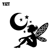 YJZT 14.3*13CM Cute Fairy Angel With Moon StarsDecal Black/Silver Fashion Covering The Body Silhoutte Car Sticker Vinyl C20-1573 2024 - buy cheap