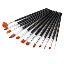 (Q) 12Pcs Paint Brushes Set Nylon Hair Painting Brush Variety Style Short Rod Oil Acrylic Brush Watercolor Pen Art Supplies 2024 - buy cheap