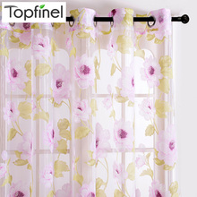 Pink Floral Sheer Curtains for Living Room Bedroom Elegant Modern Living Room Curtains Window Tulle Voile Curtain Home Textile 2024 - buy cheap