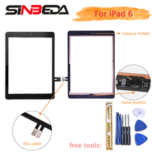 Sinbeda для ipad 6 Air2 A1567 A1566 сенсорный экран дигитайзер + Главная Кнопка + гибкий кабель + клей для iPad 5 Air A1474 A1475 A1476 2024 - купить недорого