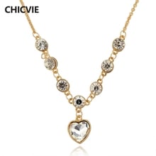 CHICVIE Gold Bead Heart Necklace For Women Long Crystal Statement Vintage Accessories Ethnic Jewelry Necklaces Femme SNE140453 2024 - buy cheap