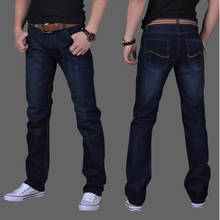 2018 Для мужчин джинсы Бизнес Повседневное тонкие летние прямые Slim Fit синие джинсы стрейч джинсовые штаны брюки классические ковбои молодой человек 2024 - купить недорого
