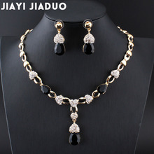Jiayijiaduo-Conjunto de joyería de boda para mujer, hermoso collar de color dorado, pendientes, collar de cristal, accesorios de regalo 2024 - compra barato