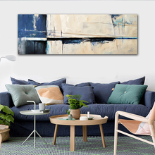 Goodecoração pintura de tela estilo nórdico, abstrato, azul, dourado, impressão de parede, decoração única, arte a óleo para parede, sala de estar 2024 - compre barato
