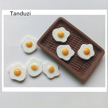 Tanduzi-huevos fritos de resina Kawaii, cabujones de huevo blanco con reverso plano, casa de muñecas, Comida en miniatura, bricolaje, 16x14mm, álbum de recortes, 50 Uds. 2024 - compra barato