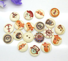 100pcs 15mm Mixed Natural Round Bell Anchor Pattern Wooden Buttons For Clothes Crafts Sewing Scrapbooking DIY Accessories 2024 - buy cheap