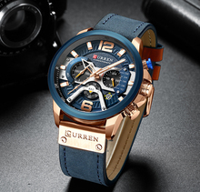 Curren relógio de pulso esportivo masculino, relógio de quartzo impermeável militar de couro com cronógrafo 2024 - compre barato