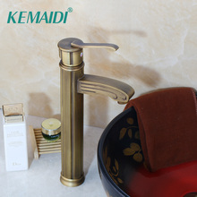 KEMAIDI Basin Faucets Antique Brass Faucet Bathroom With Single Handle Vintage Deck Mount Torneiras Hot Cold Bath Mixer Tap 2024 - buy cheap