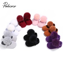 Pudcoco 2018 Newborn Babys Shoes Infant Cute Cotton Ball Soft Sole Cotton Crib Shoes Anti-slip Princess Prewalkers 0-18M 2024 - buy cheap