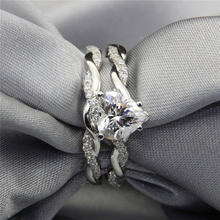 Fashion Crystal Heart Shaped Wedding Rings Set Women Zircon Engagement Rings Proposal Whiter Gold Color Ring Jewelry 2024 - buy cheap