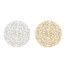 Doreenbeads moda ferro liga à base de ferro conector de estampagem filigrana redondo cor de prata ouro cores diy 25mm(1 ") dia, 10 peças 2024 - compre barato