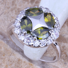 Magic Green Peridot White CZ Silver Plated  Women's Jewelry Ring Size 6 / 7 / 8 / 9 R0408 2024 - buy cheap