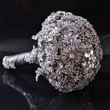 Buquê de flores artificiais, broche de cristal brilhante, acessório de casamento 2024 - compre barato