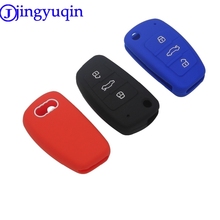 Jingyuqin capa de silicone dobrável para chave, capa com 3 botões para audi a1 a3 q3 q7 r8 a6l tt 2024 - compre barato