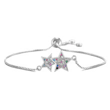 NEWBUY Lovely Double Star Charm Bracelet For Women Girl Hot Sale Colourful CZ Stone Mix Pave Setting Jewelry Wholesale 2024 - buy cheap