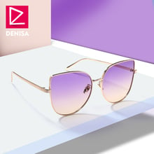 DENISA Pink Yellow Gradient Cat Eye Sunglasses Ladies 2019 Trendy Colored Cat Glasses Women Shades UV400 lentes de sol mujerJ817 2024 - buy cheap