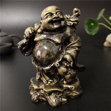 Laughing Buddha Statue Carved Bronze Resin Maitreya Buddha Sculpture Figurines Fengshui Home Décor Garden Decoration Statues 2024 - buy cheap