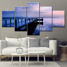 Canvas Painting Wall Art Frame Home Decor Pictures 5 Pieces Seascape daybreak Sea  bridge Poster Living Room HD Printed 2024 - buy cheap
