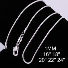 5pcs/lot wholesale silver plated necklace, women fashion jewelry Snake Chain 1mm Necklace 16 18 20 22 24" 2024 - buy cheap