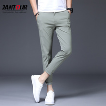 Jantour Men's Cotton Elastic Fabric Comfort Breathable Business  Ankle-Length Pants Casual Pants Slim Fit Trousers male Menswear 2024 - buy cheap