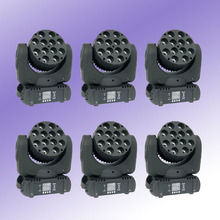 Canhão de luz led colorido rgbw 4 em 1, cabeça móvel profissional dmx, 6 peças