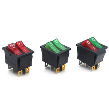 KCD8 Double Boat Rocker Switch 6 Pin On-Off With Green Red Light 20A 125VAC 2024 - buy cheap