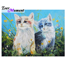 Ever Moment Алмазная мозаика для кошек, полностью квадратная картина, алмазная вышивка со стразами, украшение для дома ASF1482 2024 - купить недорого