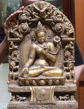 bi001656 Tibet Buddhism 100% Bronze 24K Gold White Tara Kwan-yin Protector Buddha Statue 2024 - buy cheap